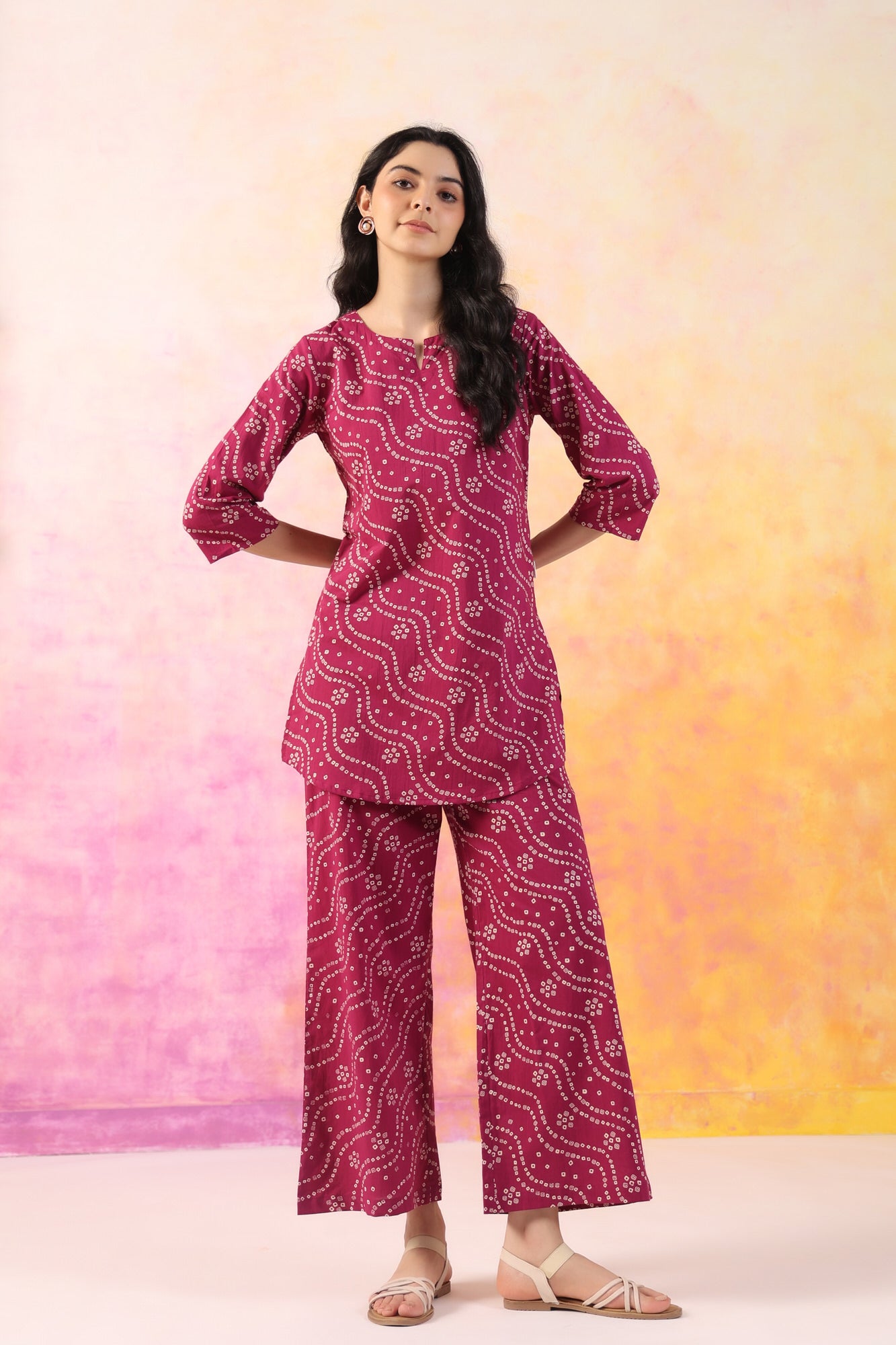 Cultural Charm Cotton Palazzo Loungewear Set