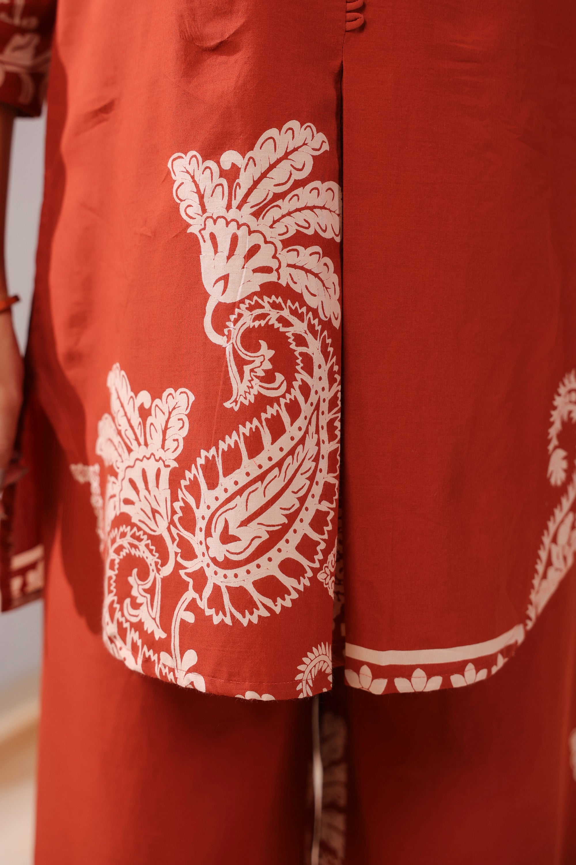 Rust Paisley Printed Cotton Co-ord Set