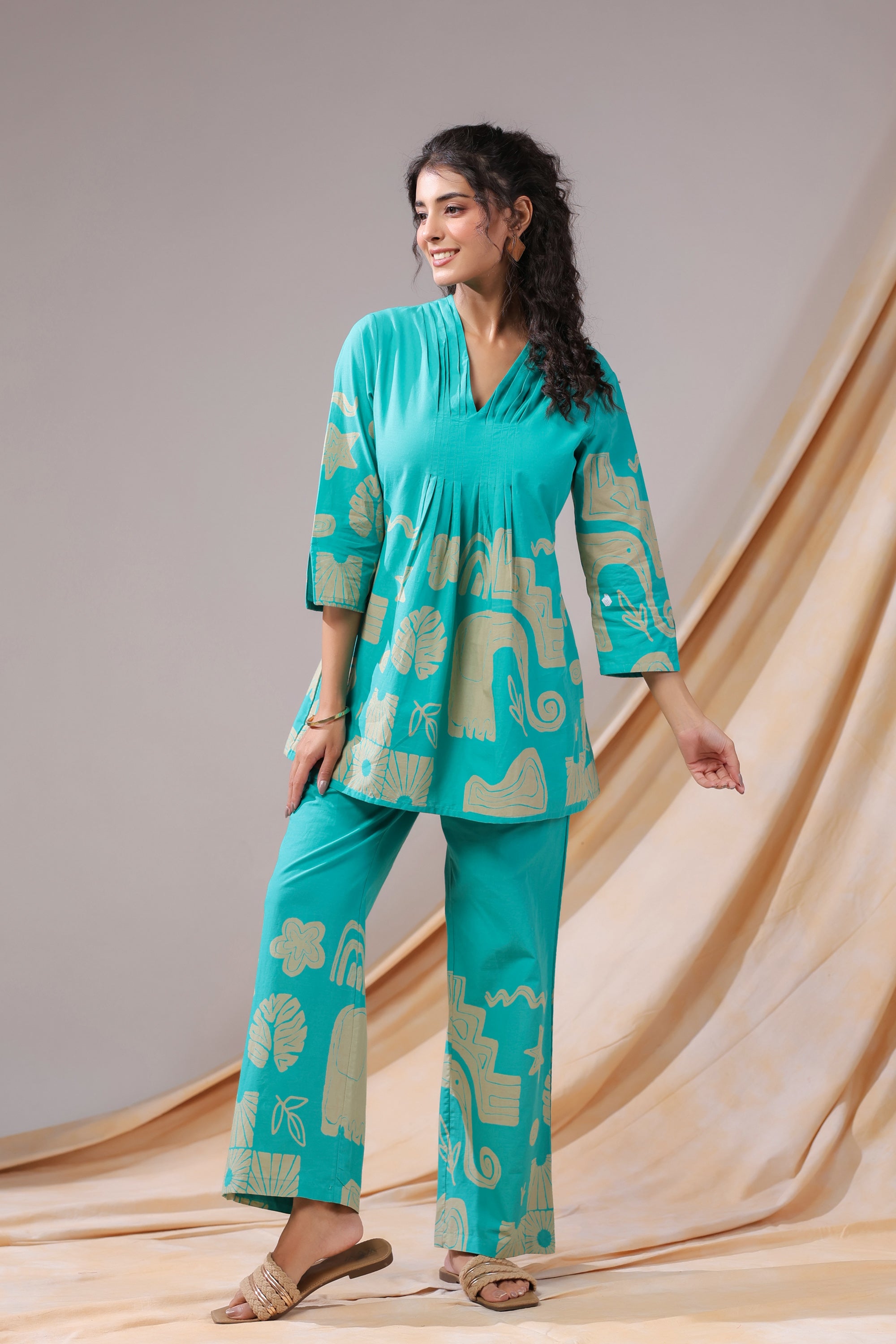 Aqua Rhythm Cotton Co-ord Set