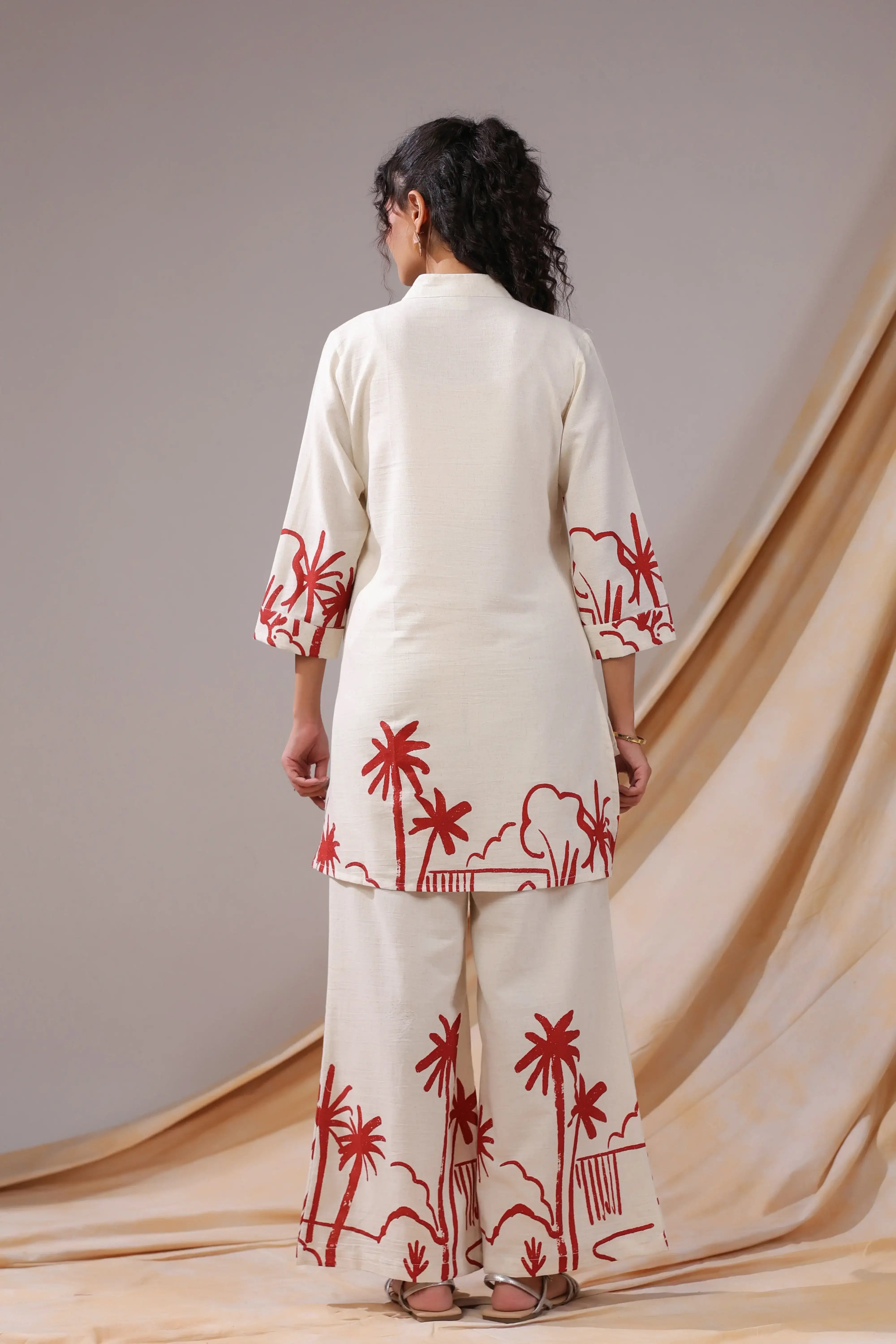 Palm Sketch Cotton Flex Co-ord Set