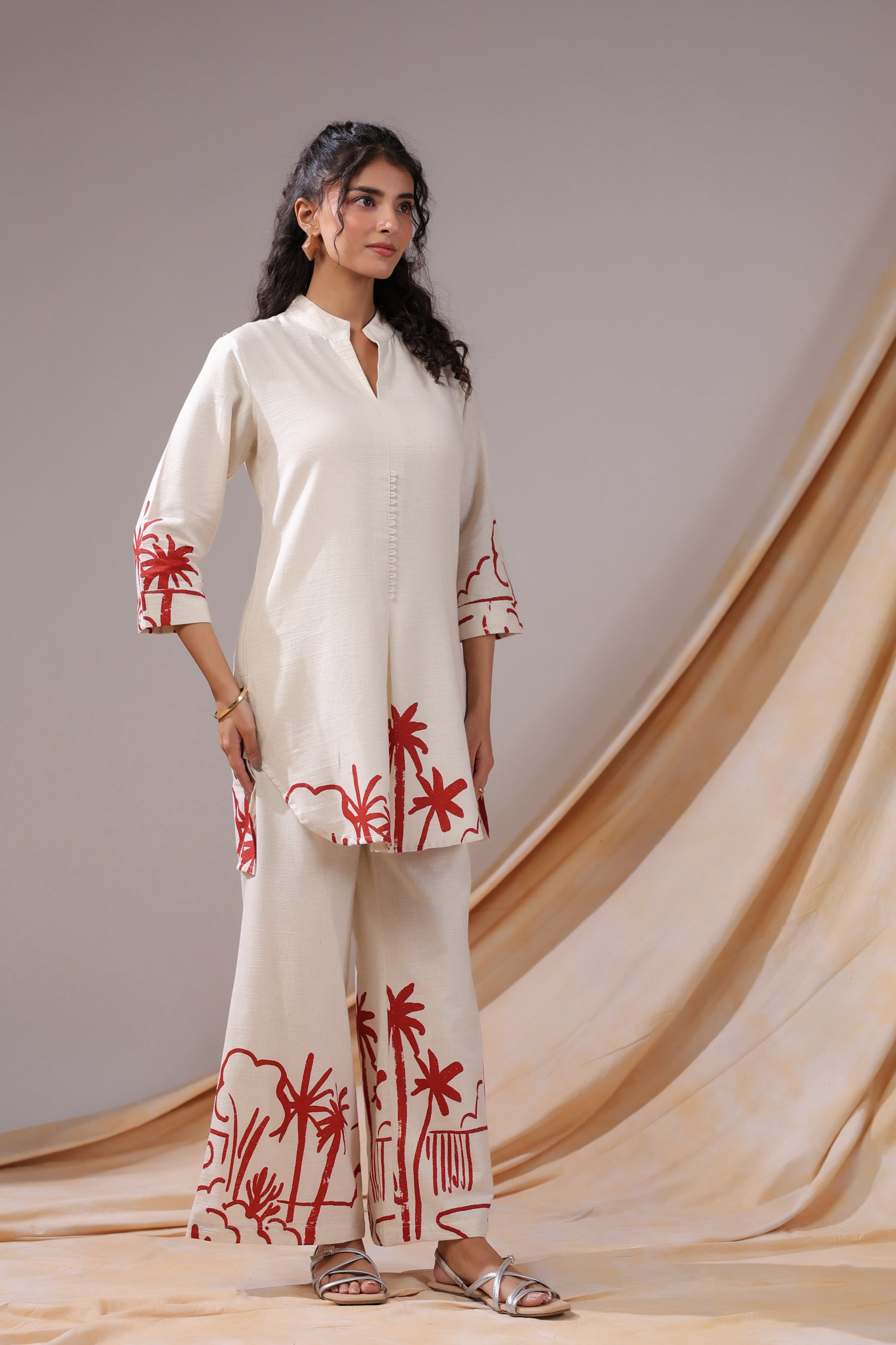 Palm Sketch Cotton Flex Co-ord Set