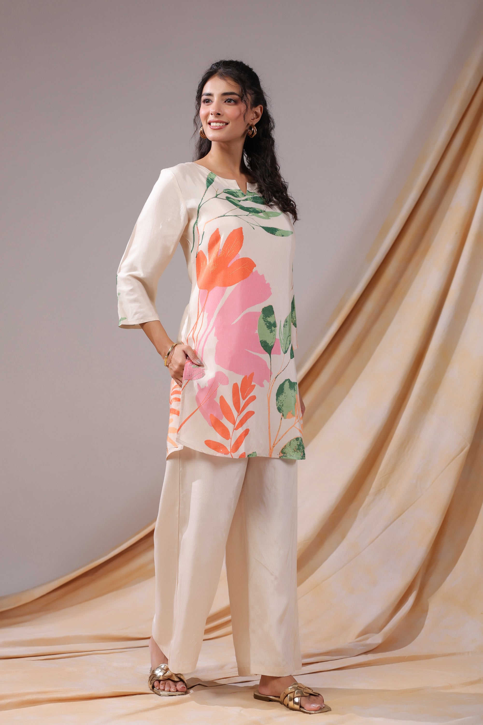 Pastel Garden Russian Silk Co-ord Set