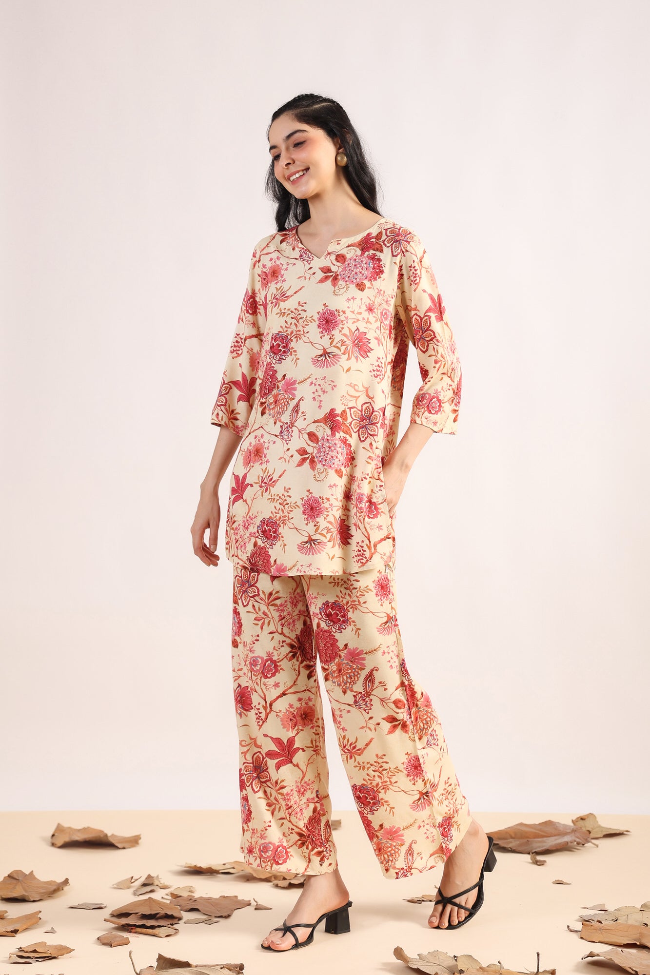 Leafy Luxe Palazzo Loungewear Set