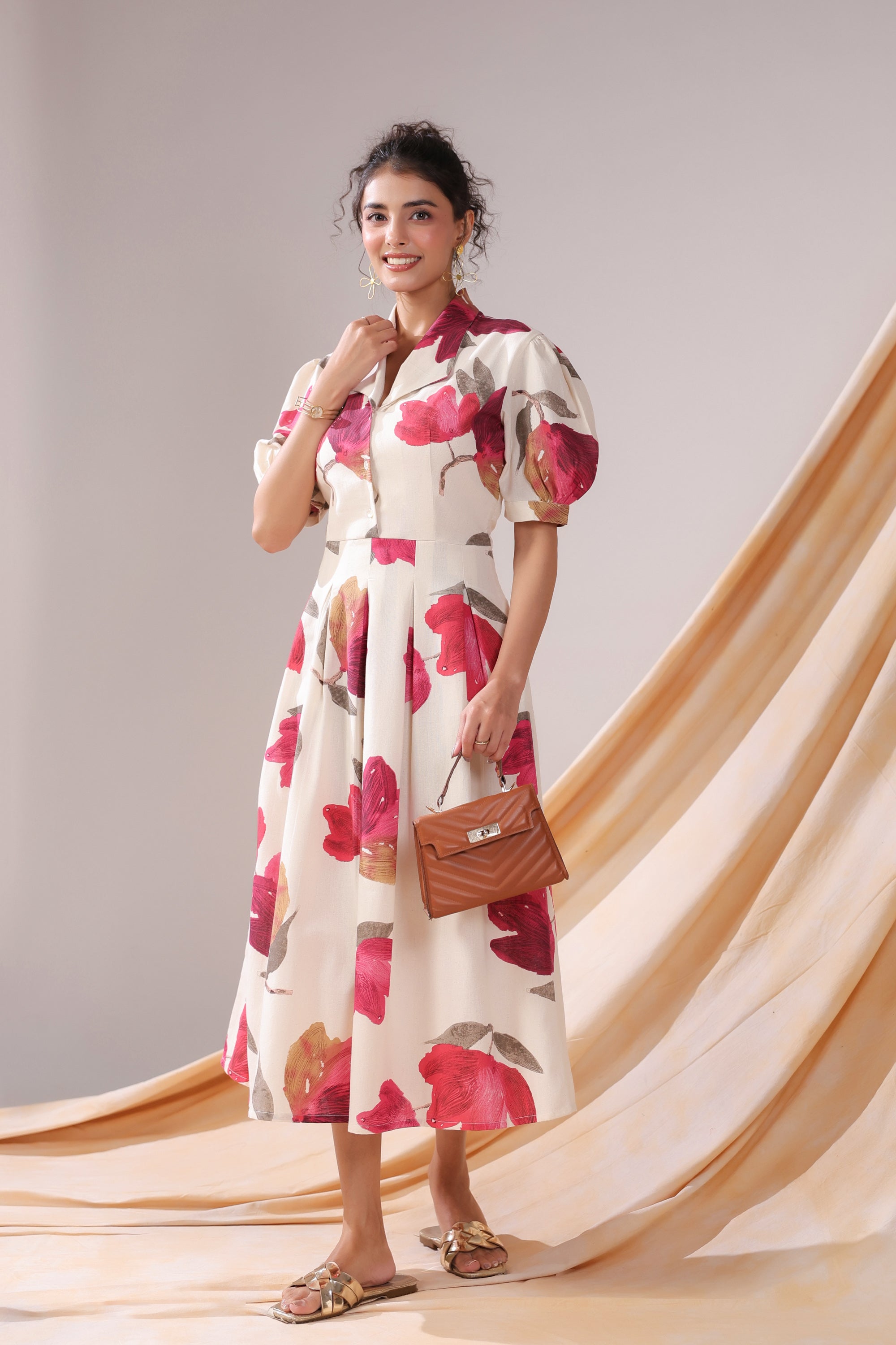 Crimson Magnolia Cotton Flex Dress