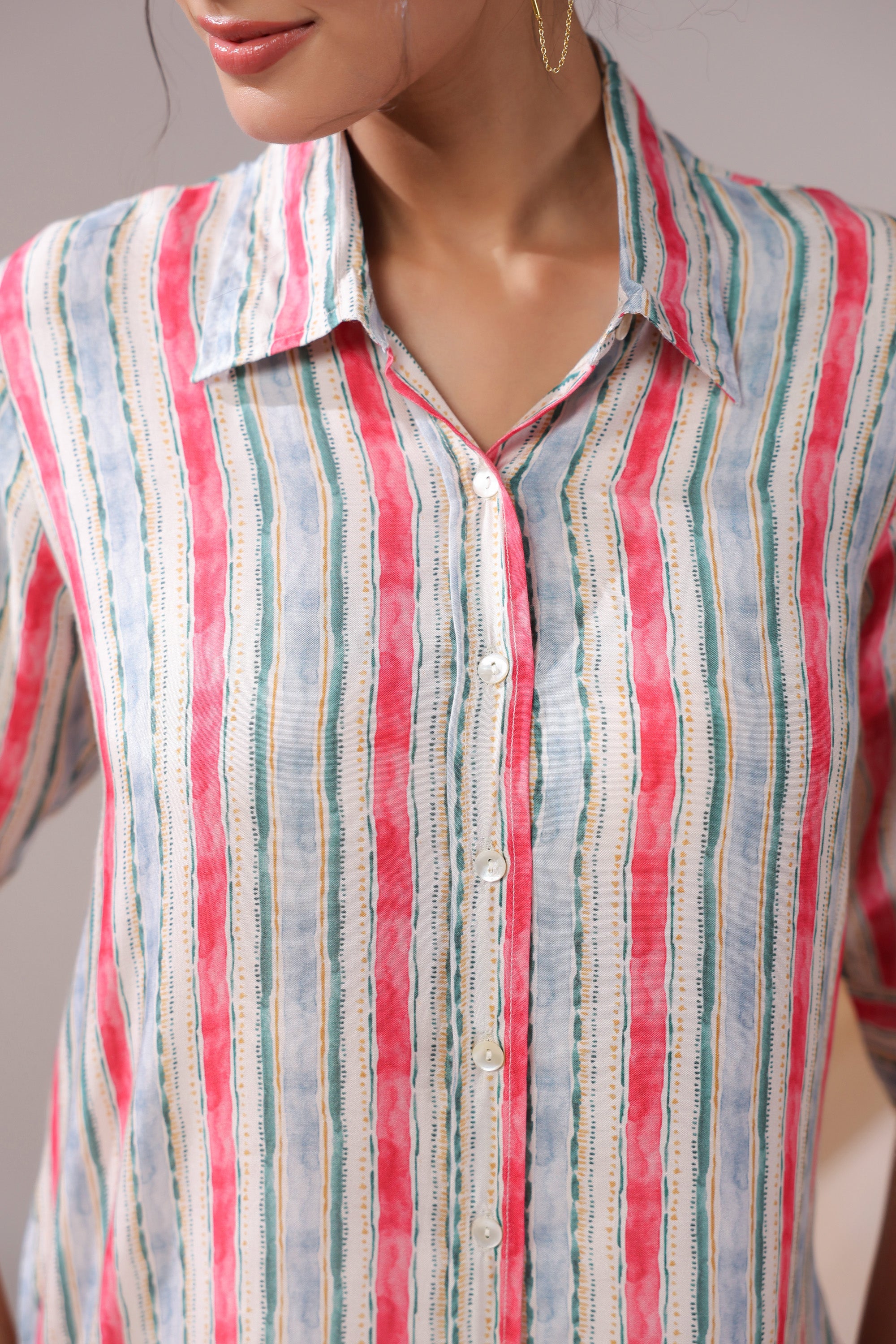 Striped Breeze Casual Muslin Silk Shirt