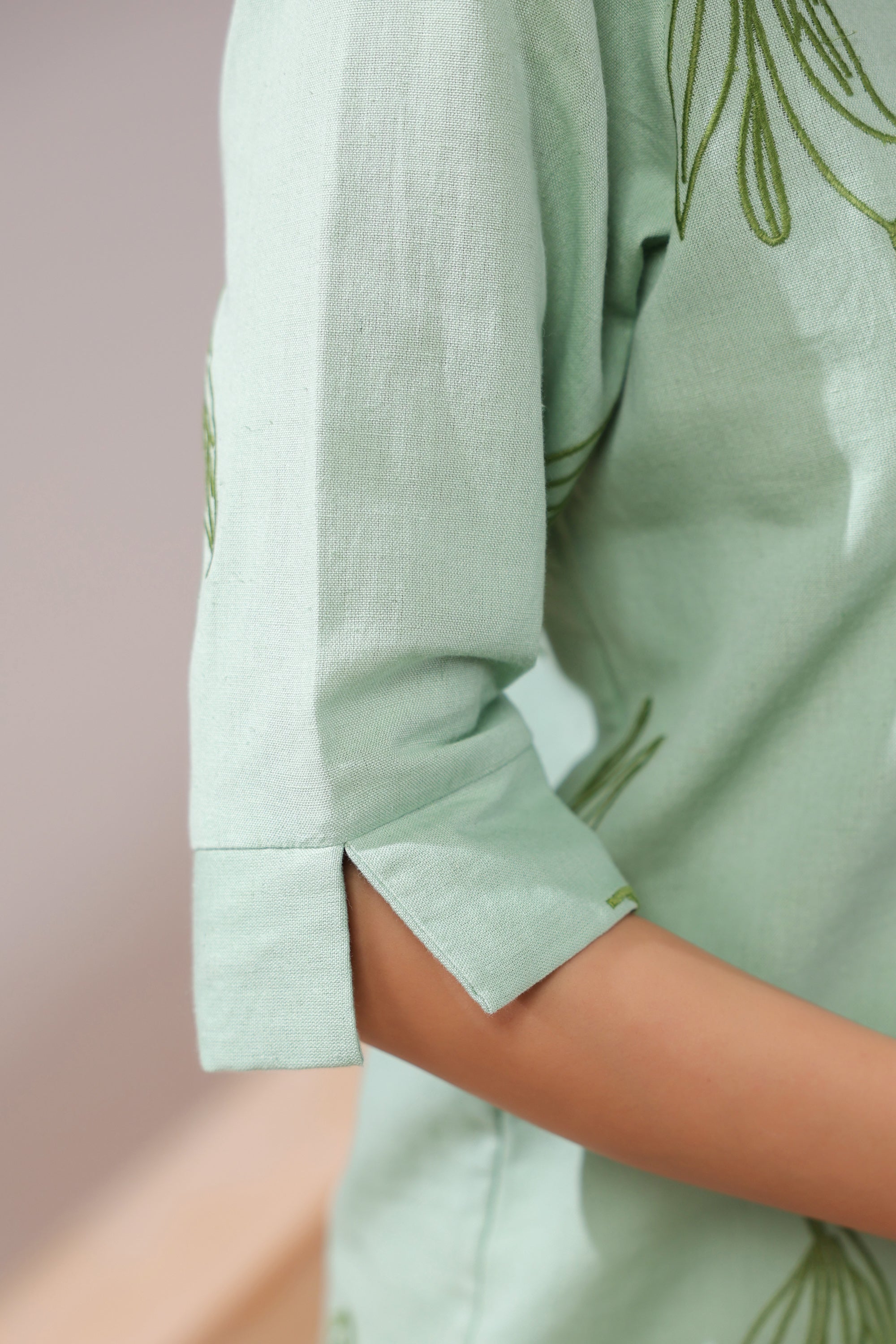 Sage Leafy Serenity Cotton Flex Shirt