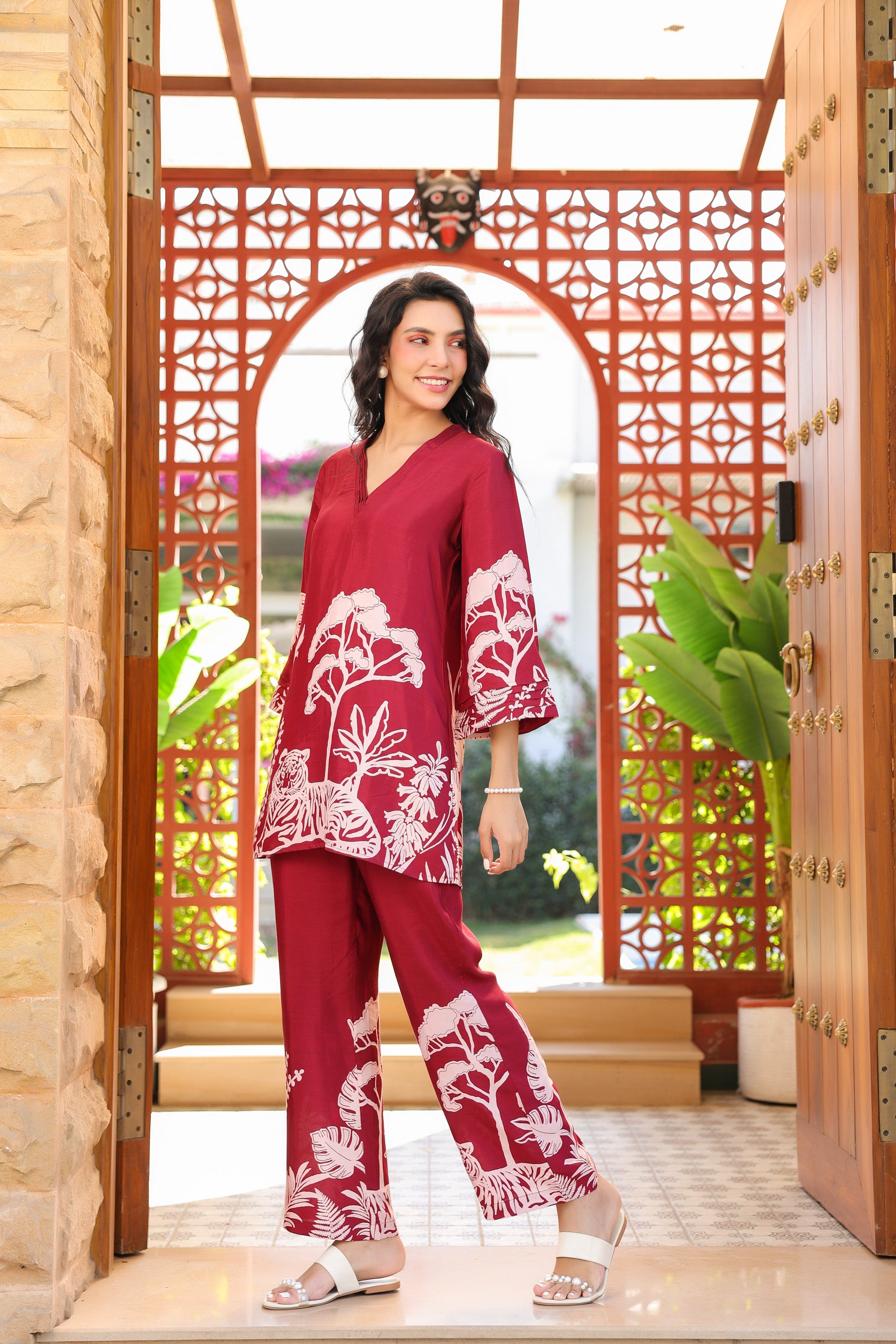 Scarlet Safari Russian Silk Co-ord Set