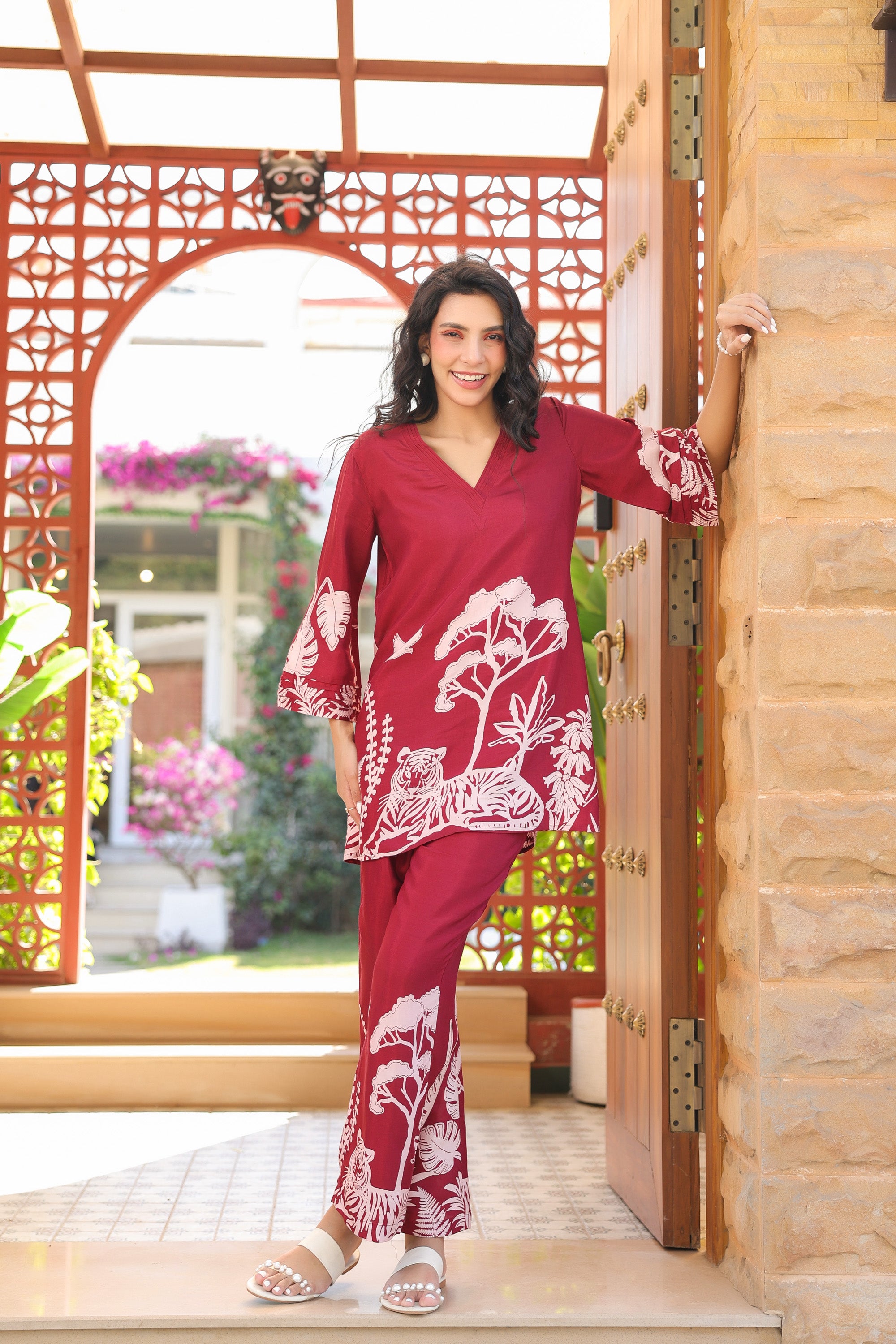 Scarlet Safari Russian Silk Co-ord Set