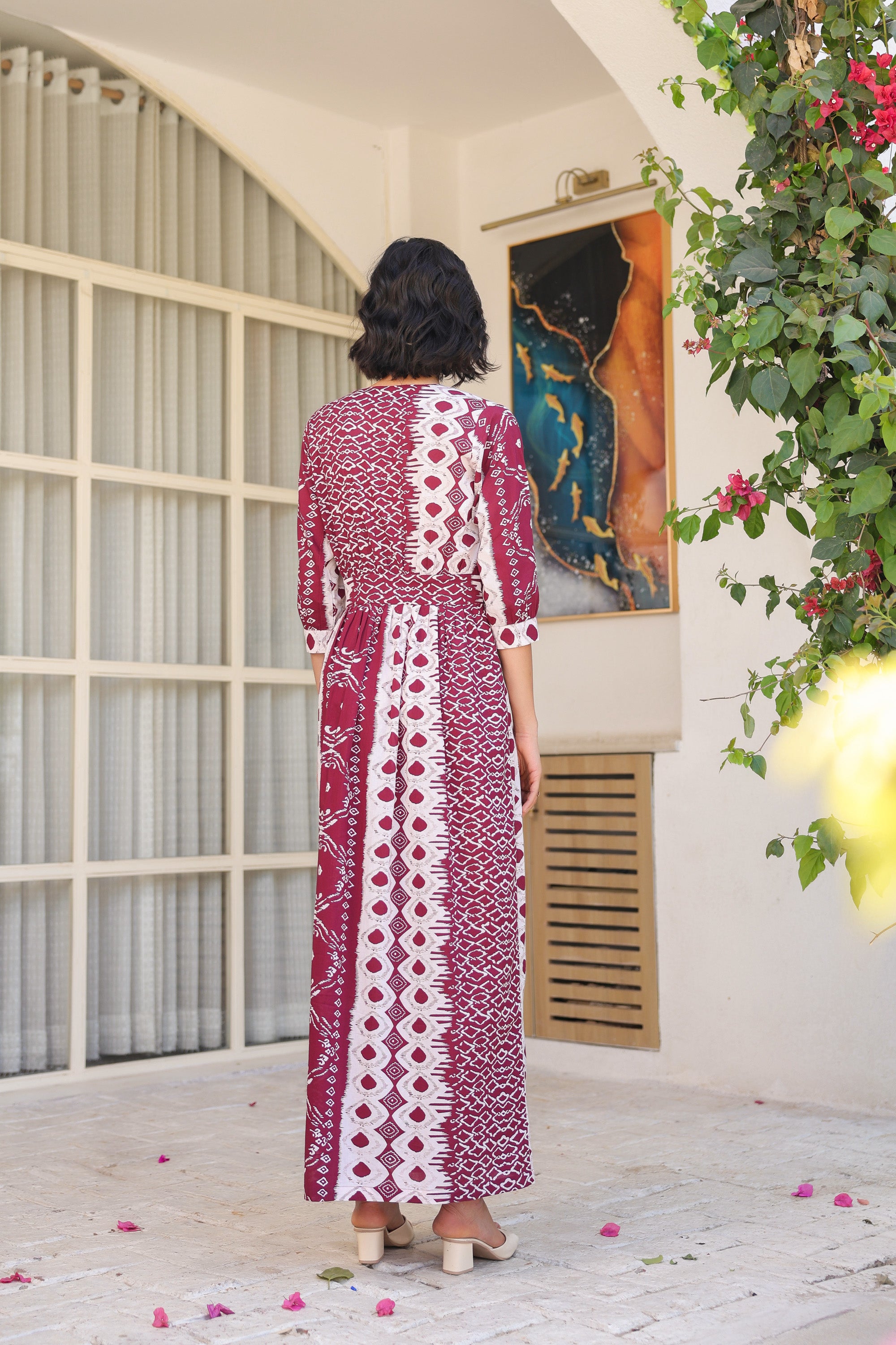 Maroon Vintage Cotton Dress