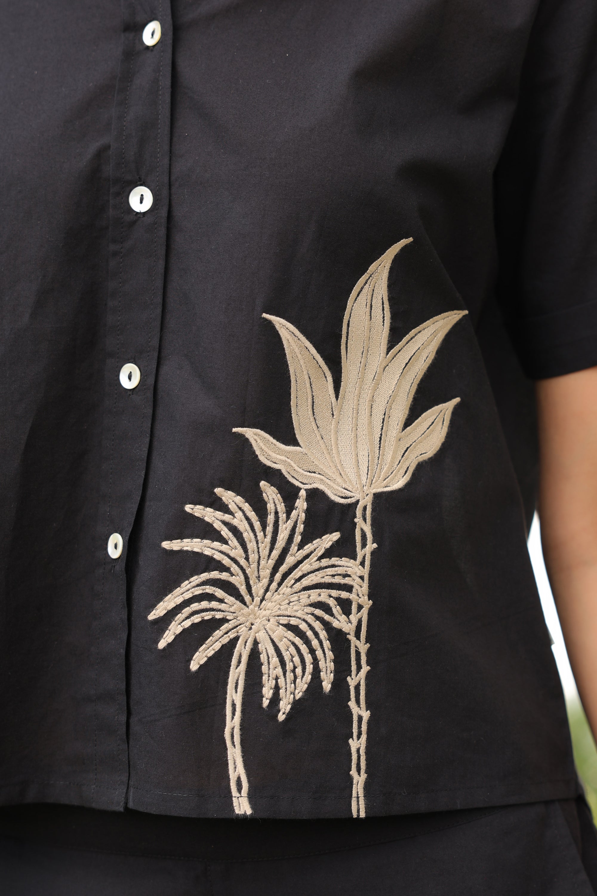 Palm Black Cotton Co-ord Set