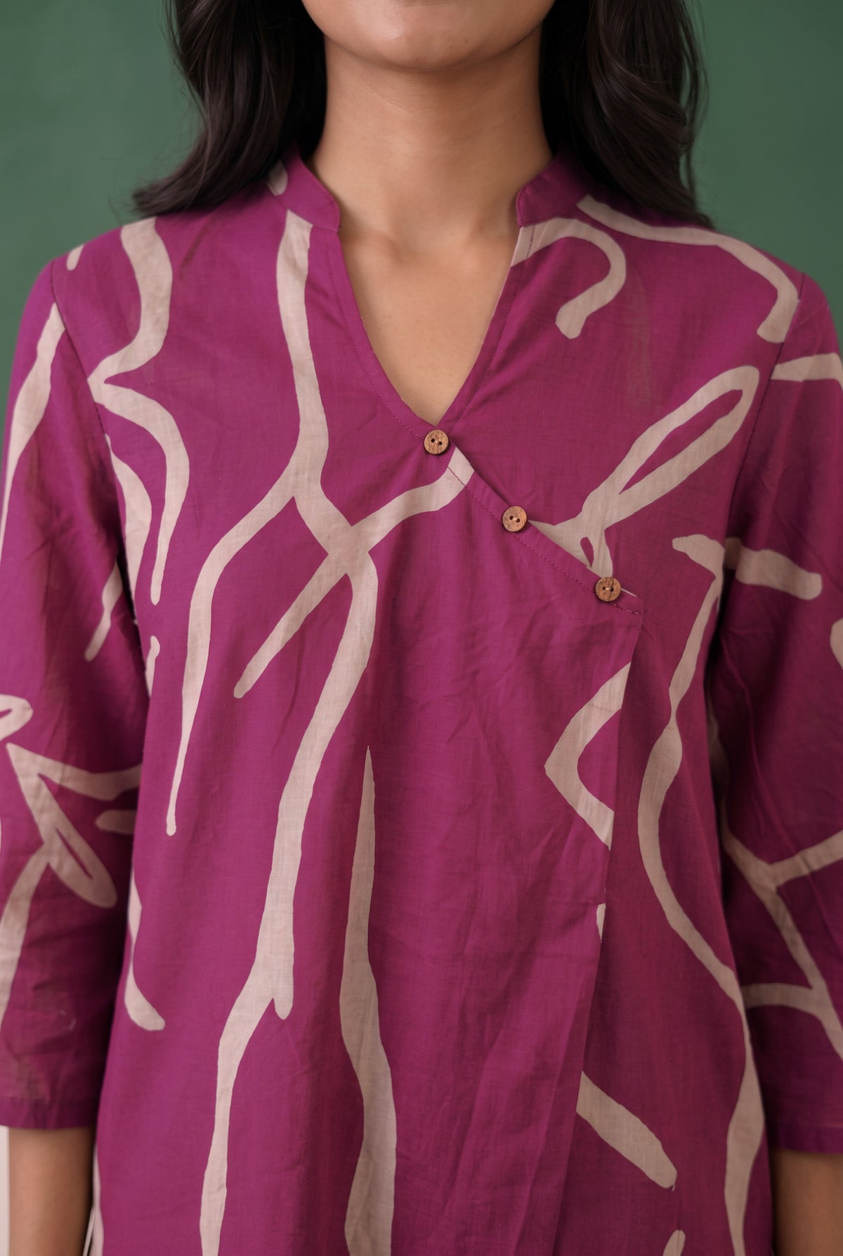 Magenta Abstract Printed Cotton Co-ord Set