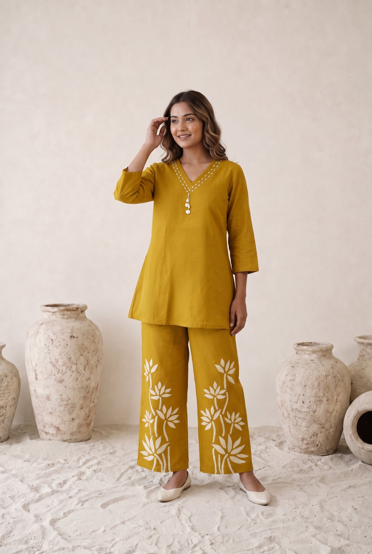 Mustard Bloom Floral Cotton Co-ord Set