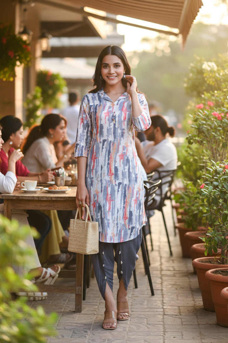 Chromatic Quilt Russian Silk Co-ord Set