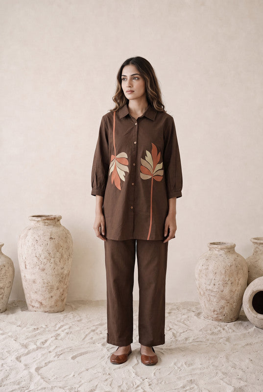 Mocha Botanical Cotton Flex Co-Ord Set