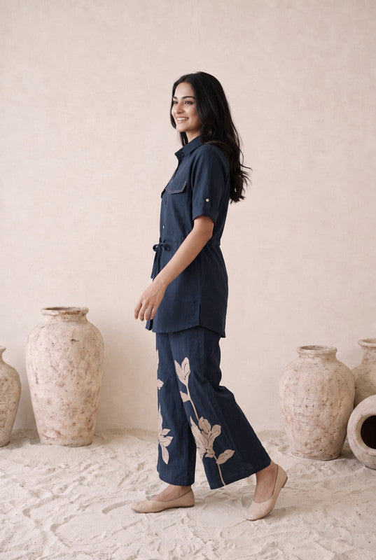 Navy Botanical Cotton Flex Co-Ord Set