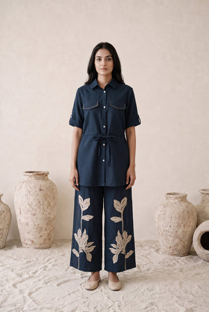 Navy Botanical Cotton Flex Co-Ord Set
