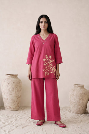 Rose Bloom Cotton Flex Co-Ord Set