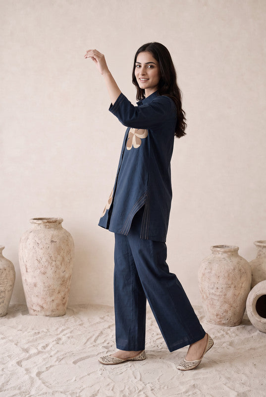 Navy Bloom Cotton Flex Co-Ord Set