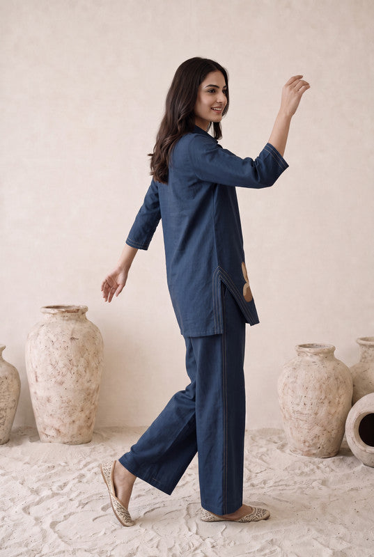 Navy Bloom Cotton Flex Co-Ord Set