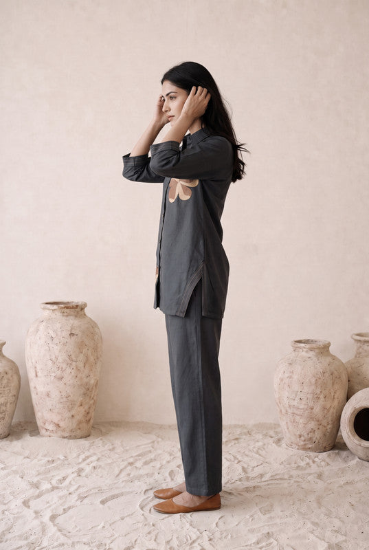 Charcoal Bloom Cotton Flex Co-Ord Set