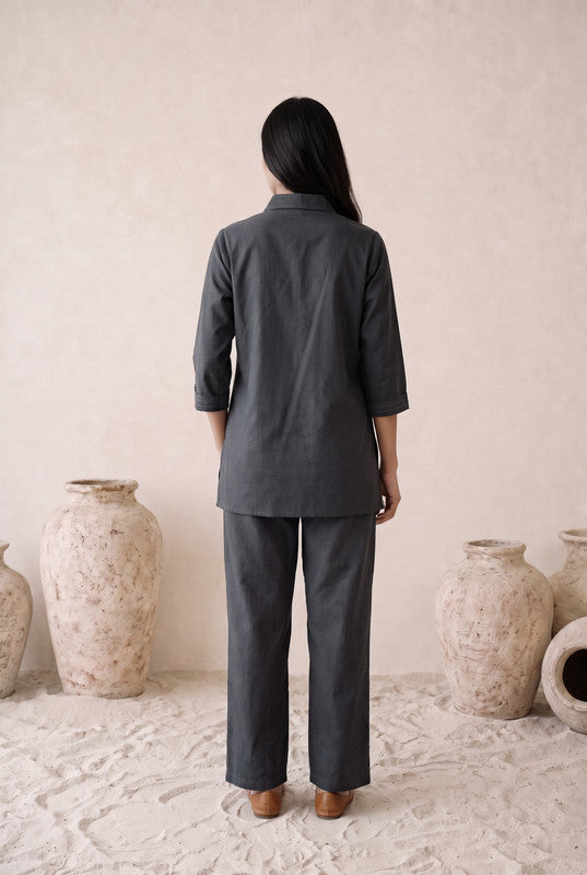 Charcoal Bloom Cotton Flex Co-Ord Set