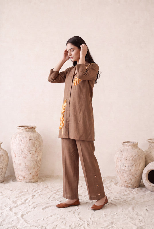 Mocha Leaf Cotton Flex Co-Ord Set