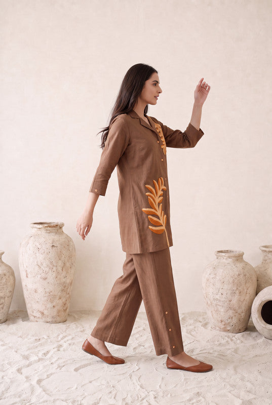 Mocha Leaf Cotton Flex Co-Ord Set