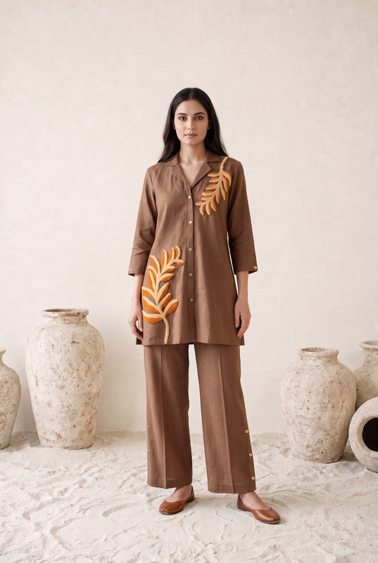 Mocha Leaf Cotton Flex Co-Ord Set