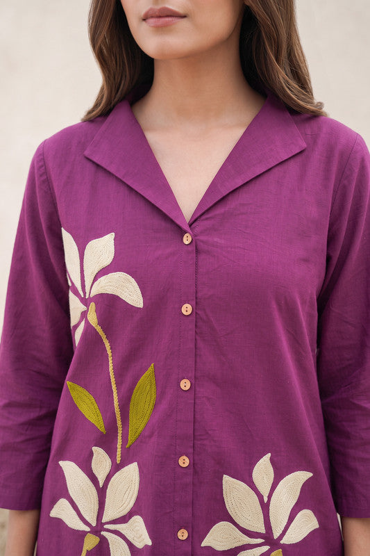 Purple Bloom Cotton Flex Co-Ord Set