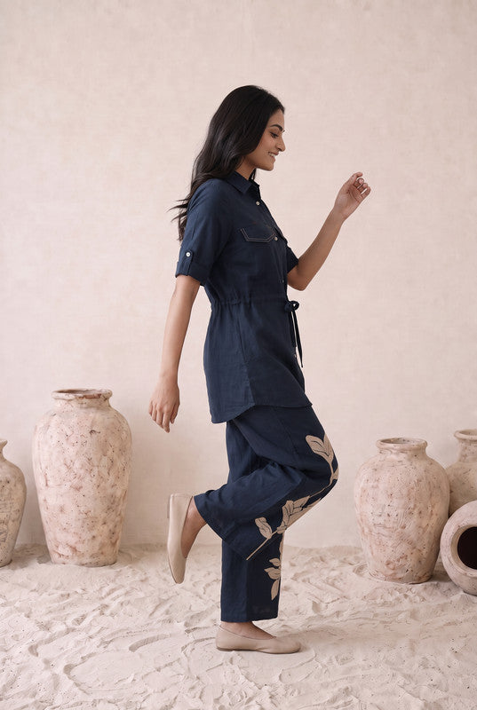 Navy Botanical Cotton Flex Co-Ord Set