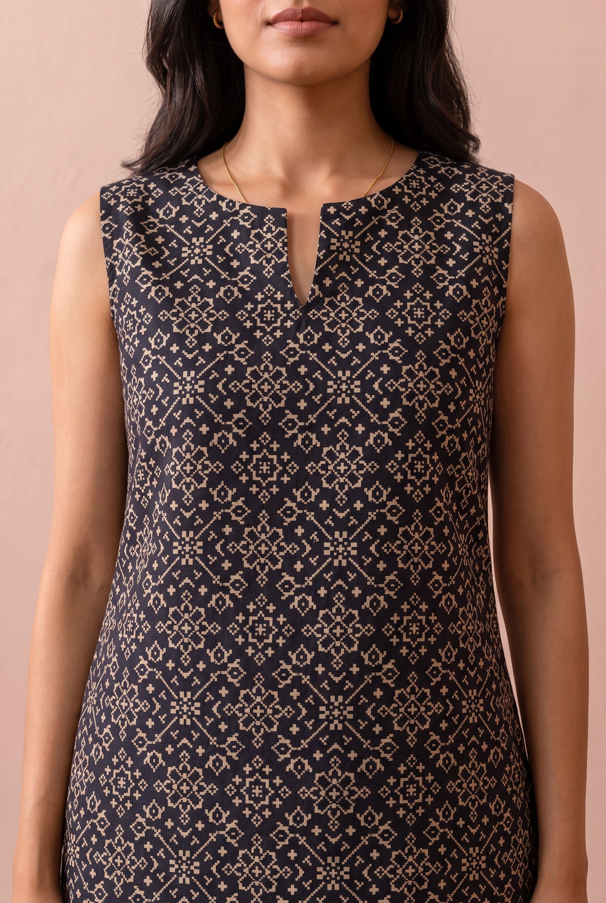 Black Micro Geometric Printed Cotton Co-ord Set