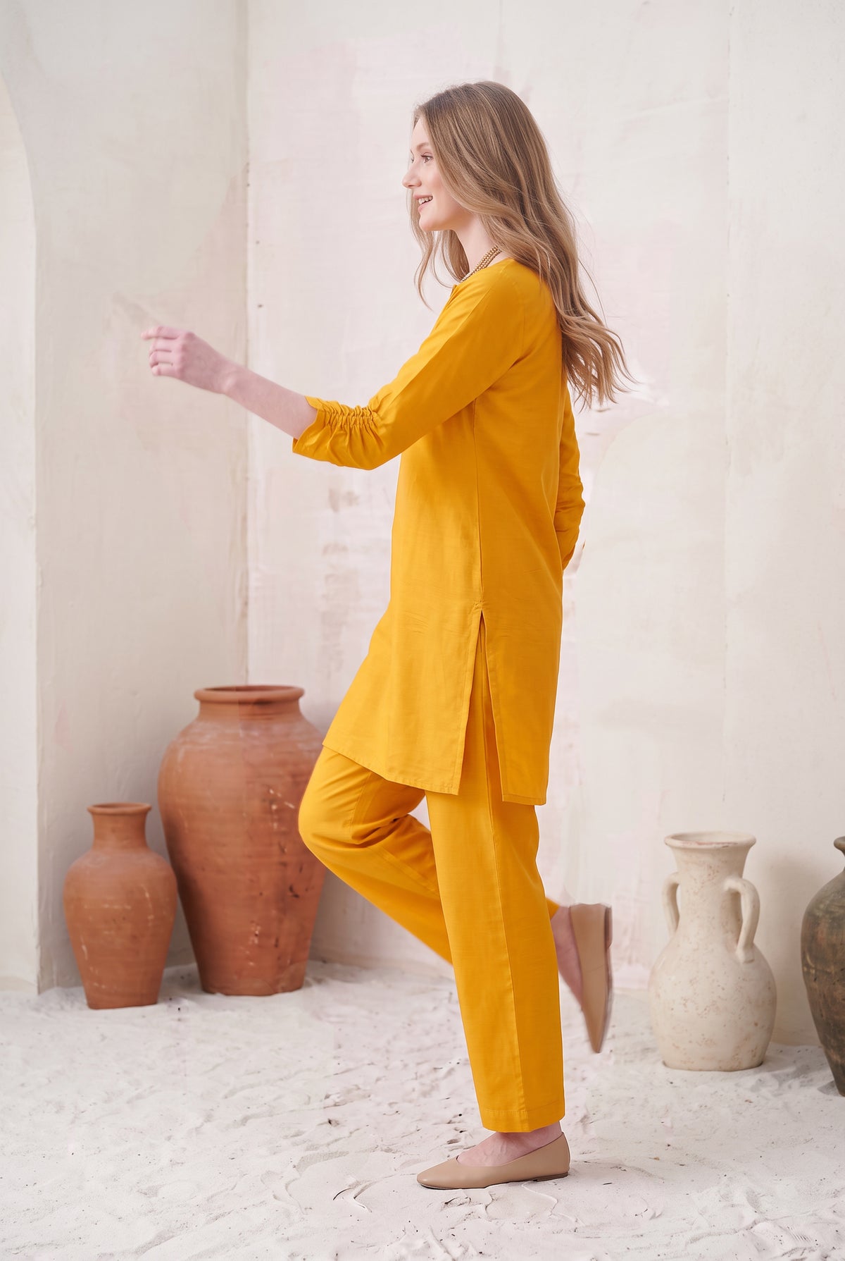 Mustrad Solid Russian Silk Co-Ord Set