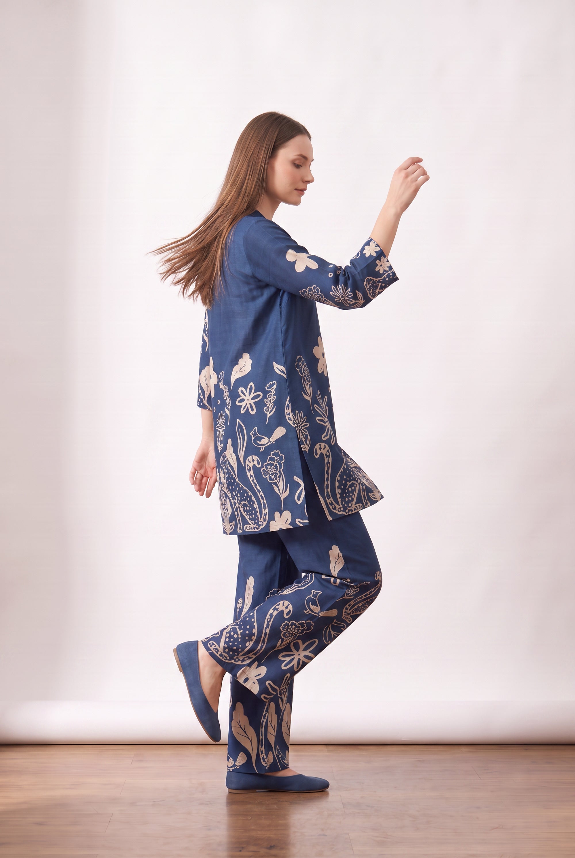 Leopard Printed Two-Piece Russian Silk Co-ord Set