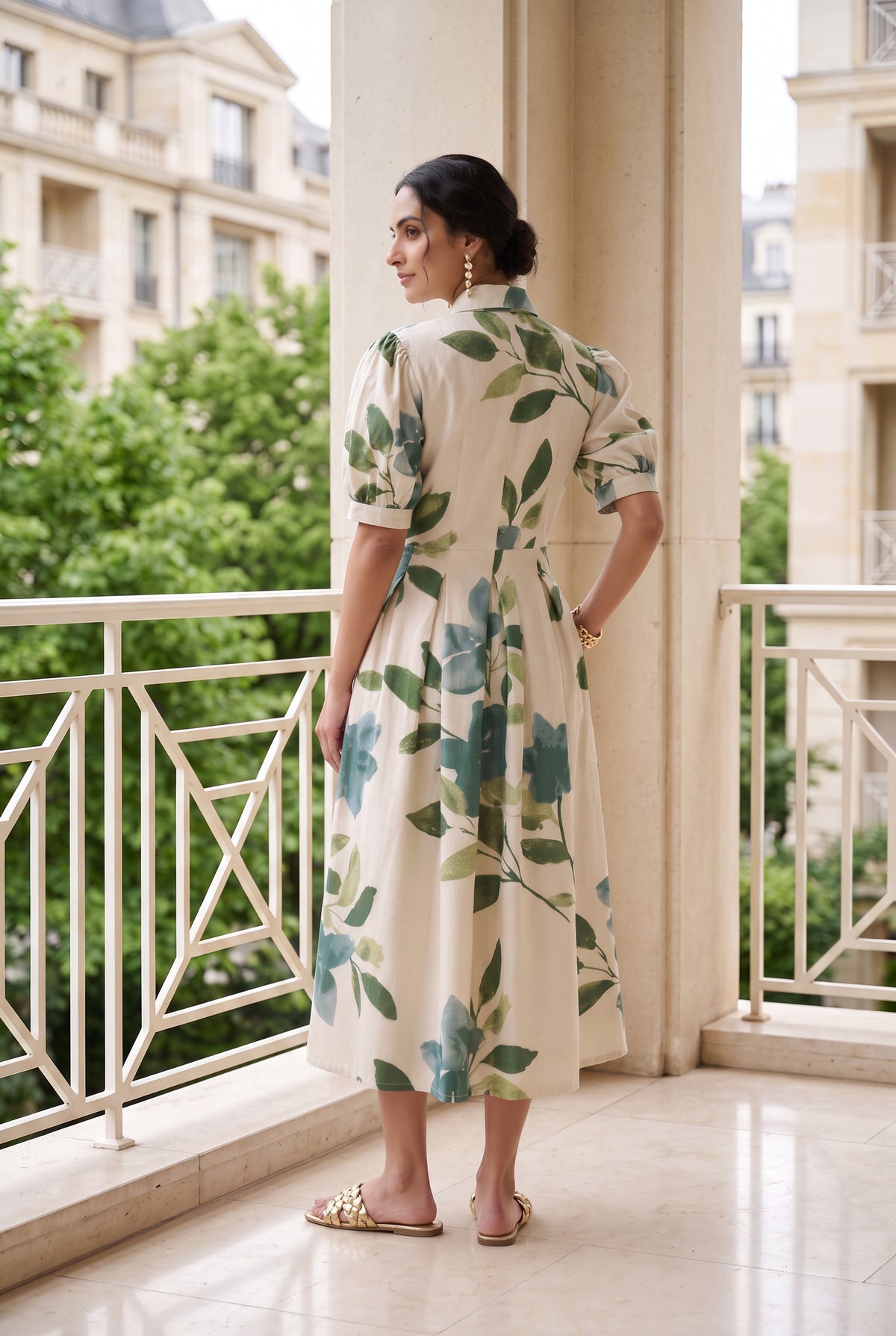 Verdant Leaf Cotton Flex Dress