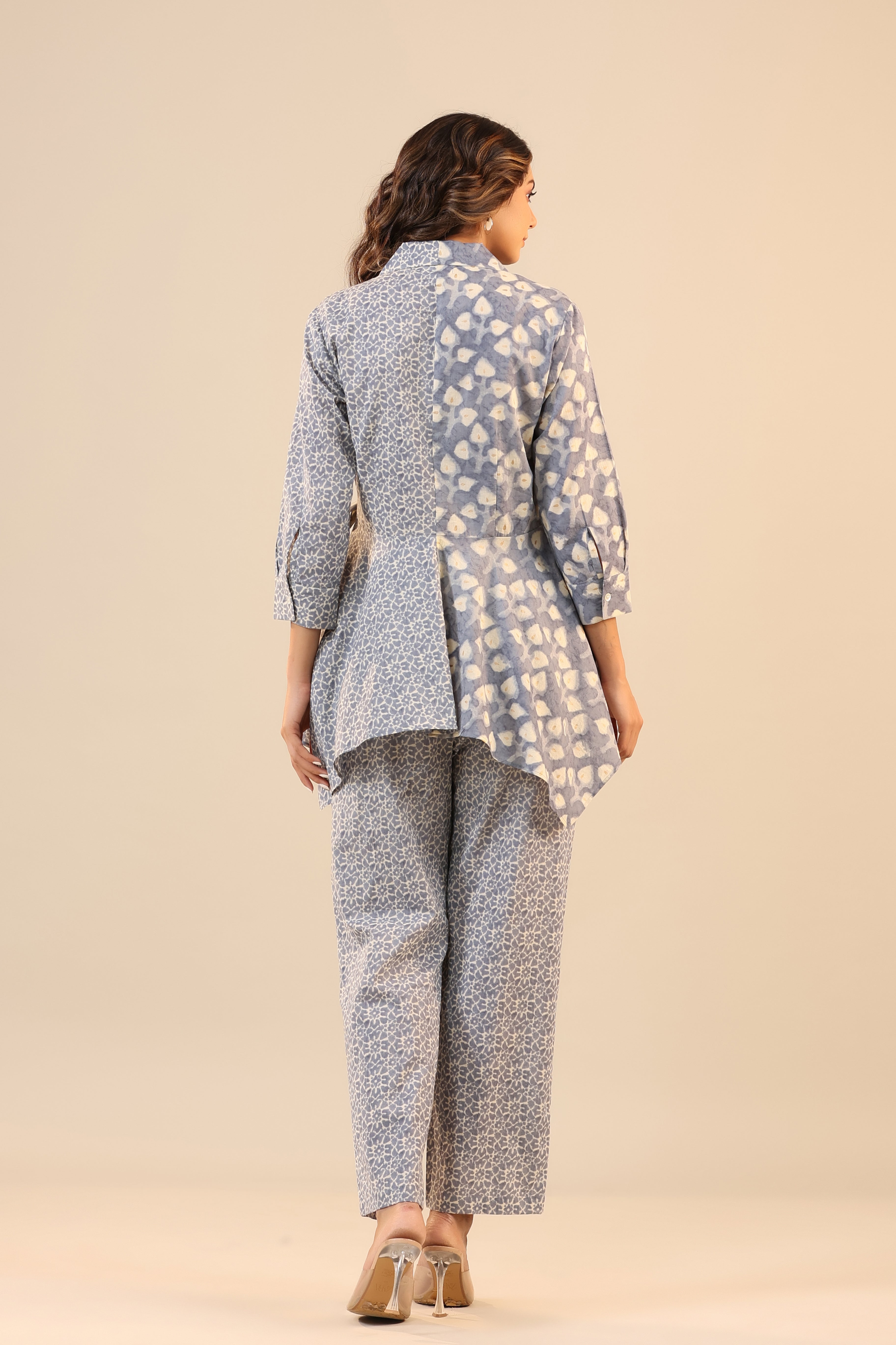 Grey Batik Knot Pure Cotton Loungewear Set