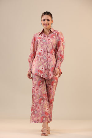 Lilac Cotton Collared Cotton Co-ord Set