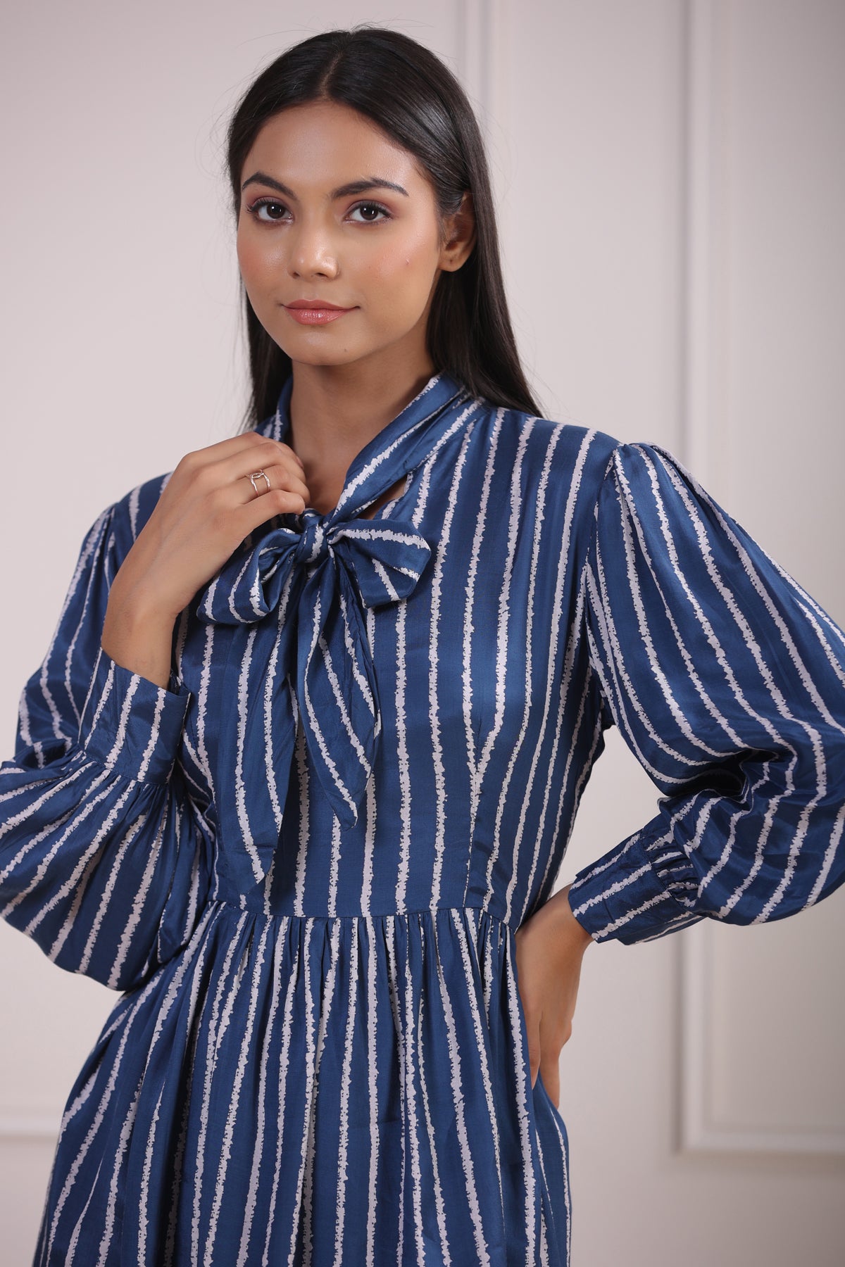 Classic Stripes Blue Silk Co-ordinate Set