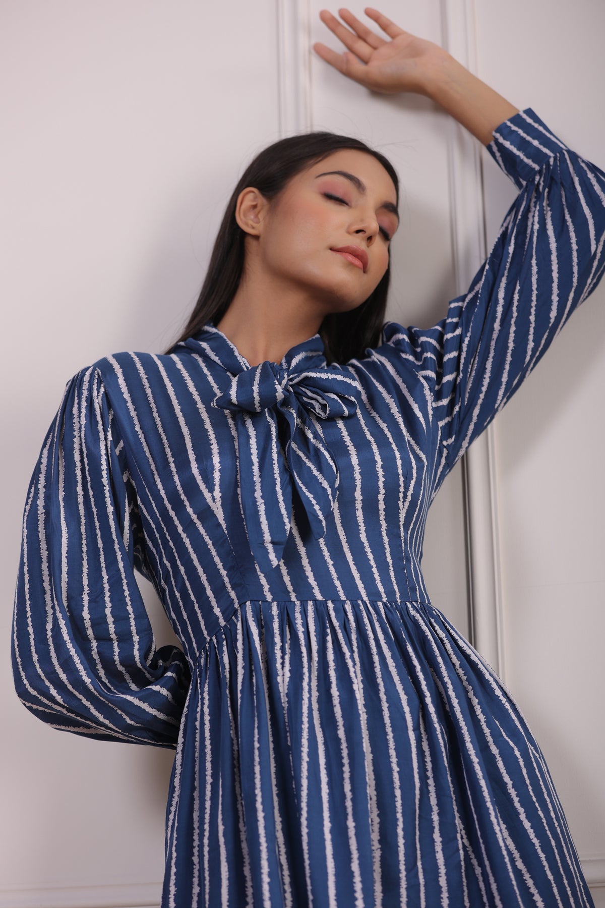 Classic Stripes Blue Silk Co-ordinate Set