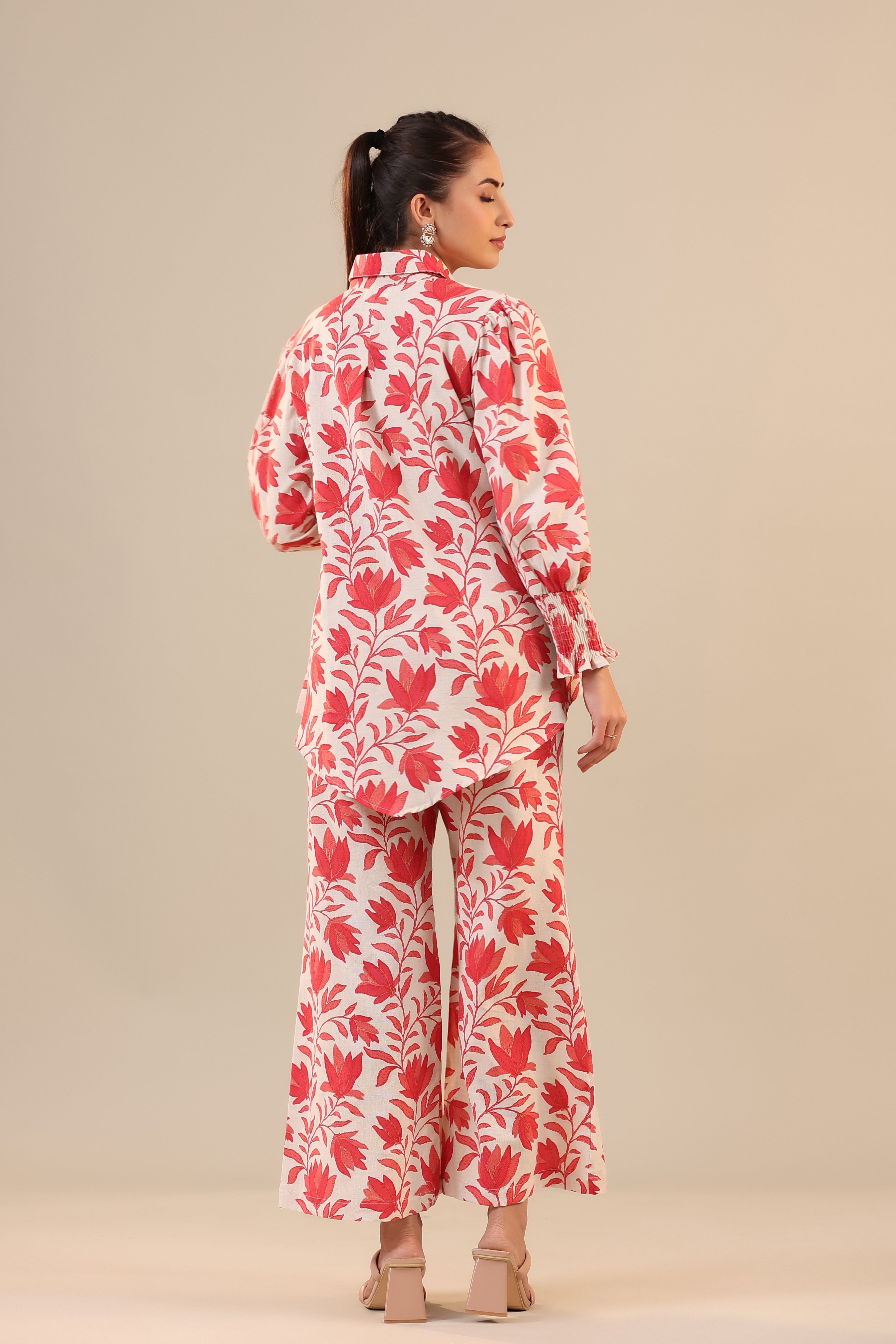 Daffodil Jaal on Off white Cotton Flex Collared Co ord Set