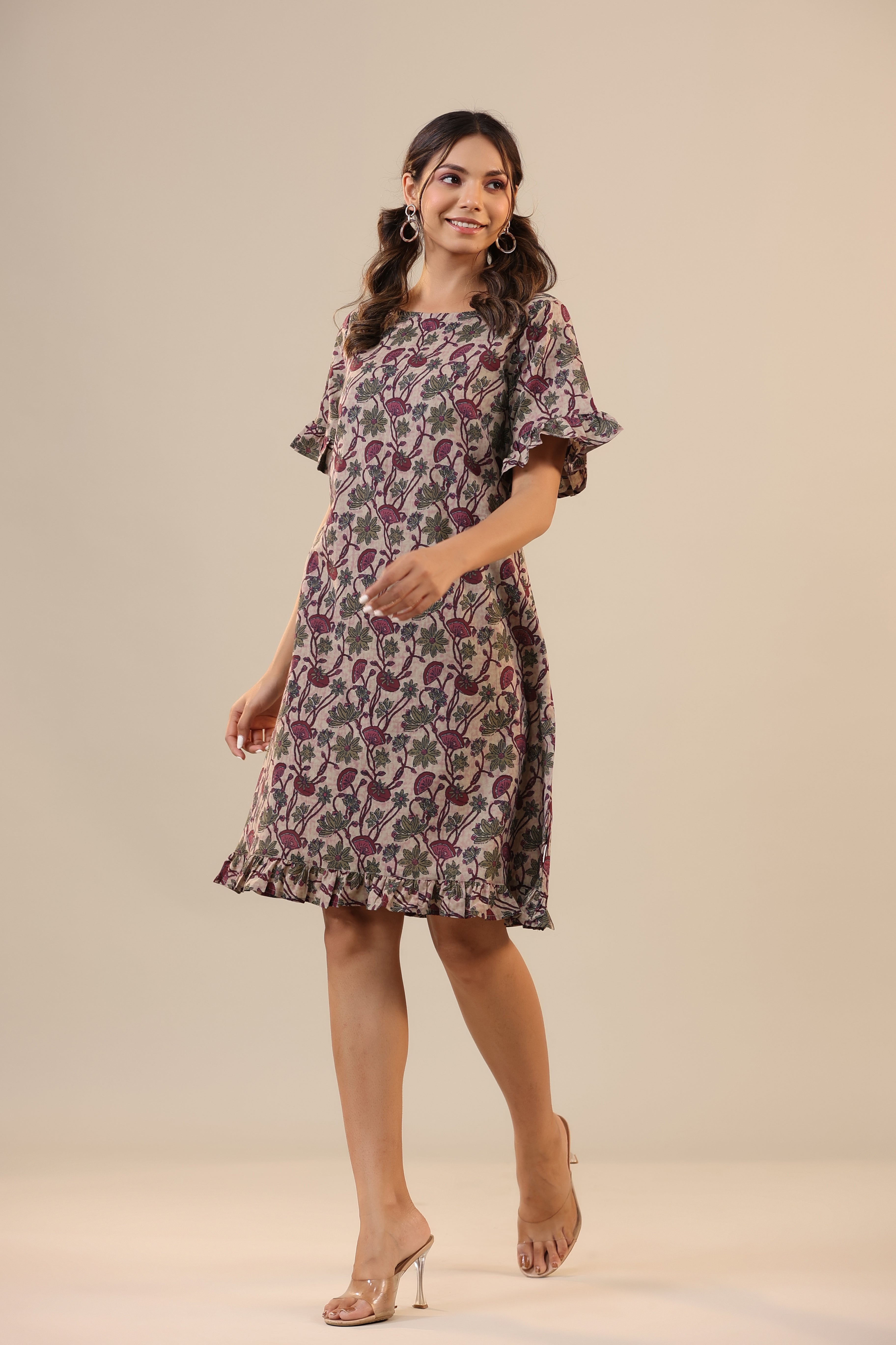 Purple Canopies on Cotton T shirt Dress