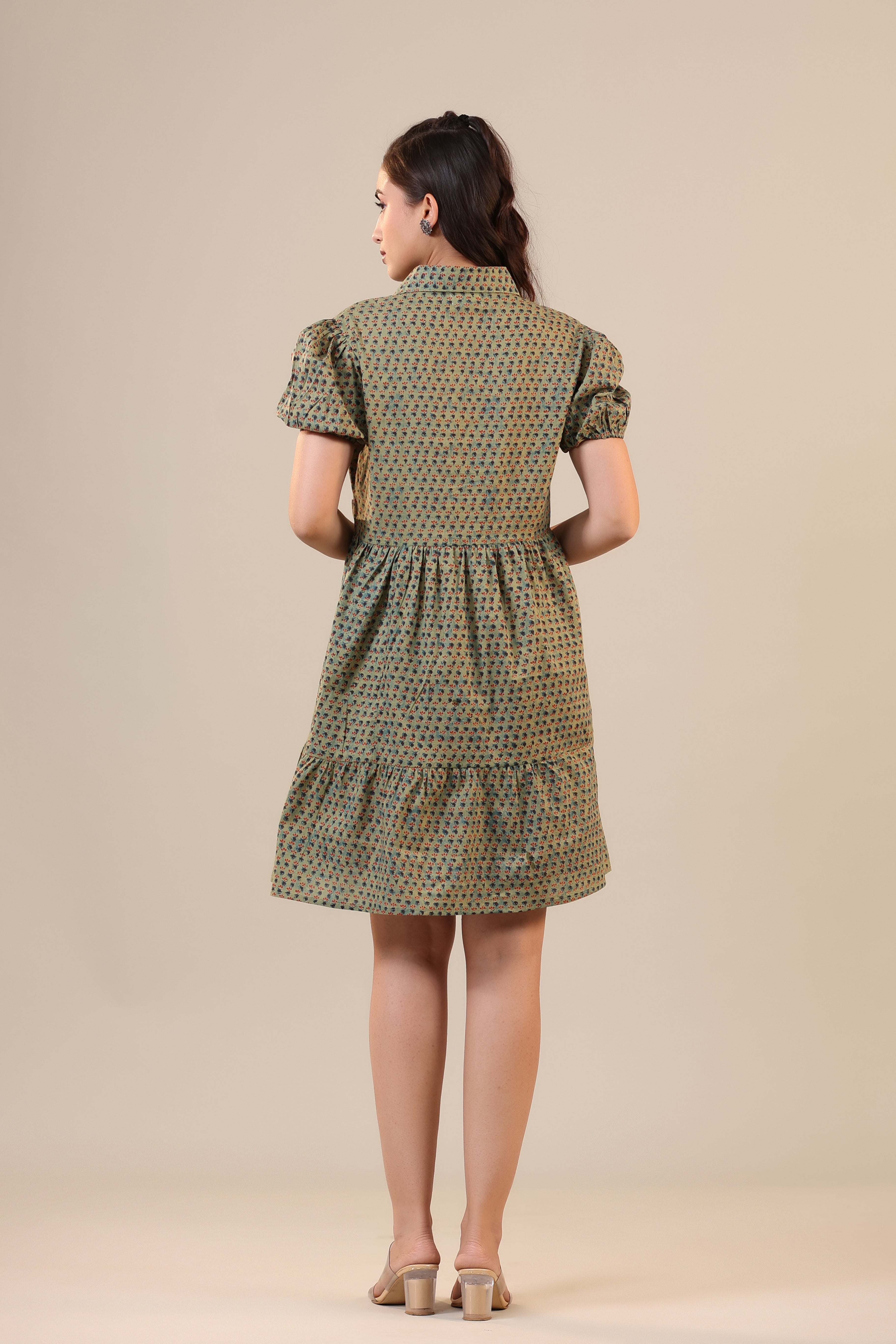 Midnight Motif on Green T-shirt dress