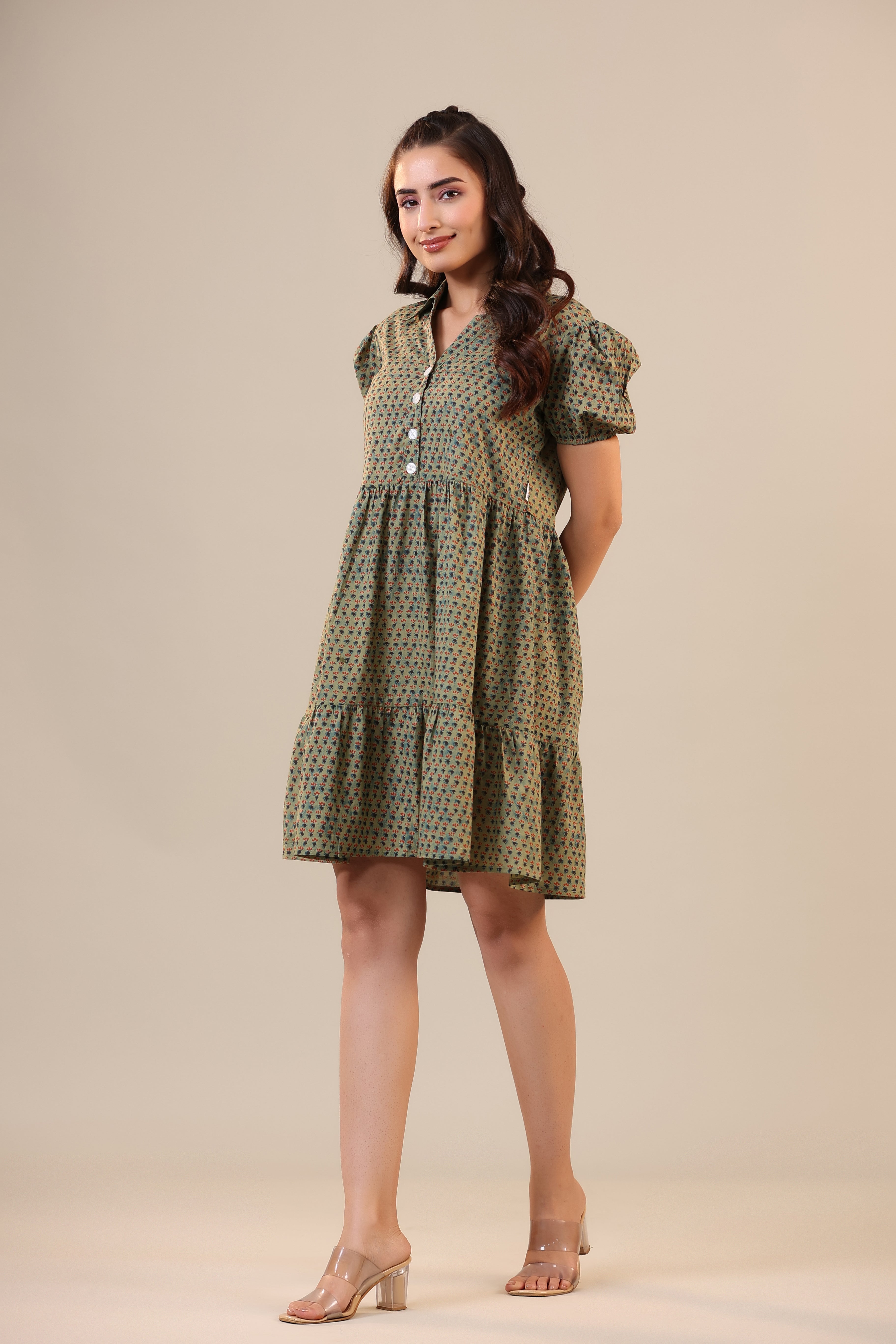 Midnight Motif on Green T-shirt dress