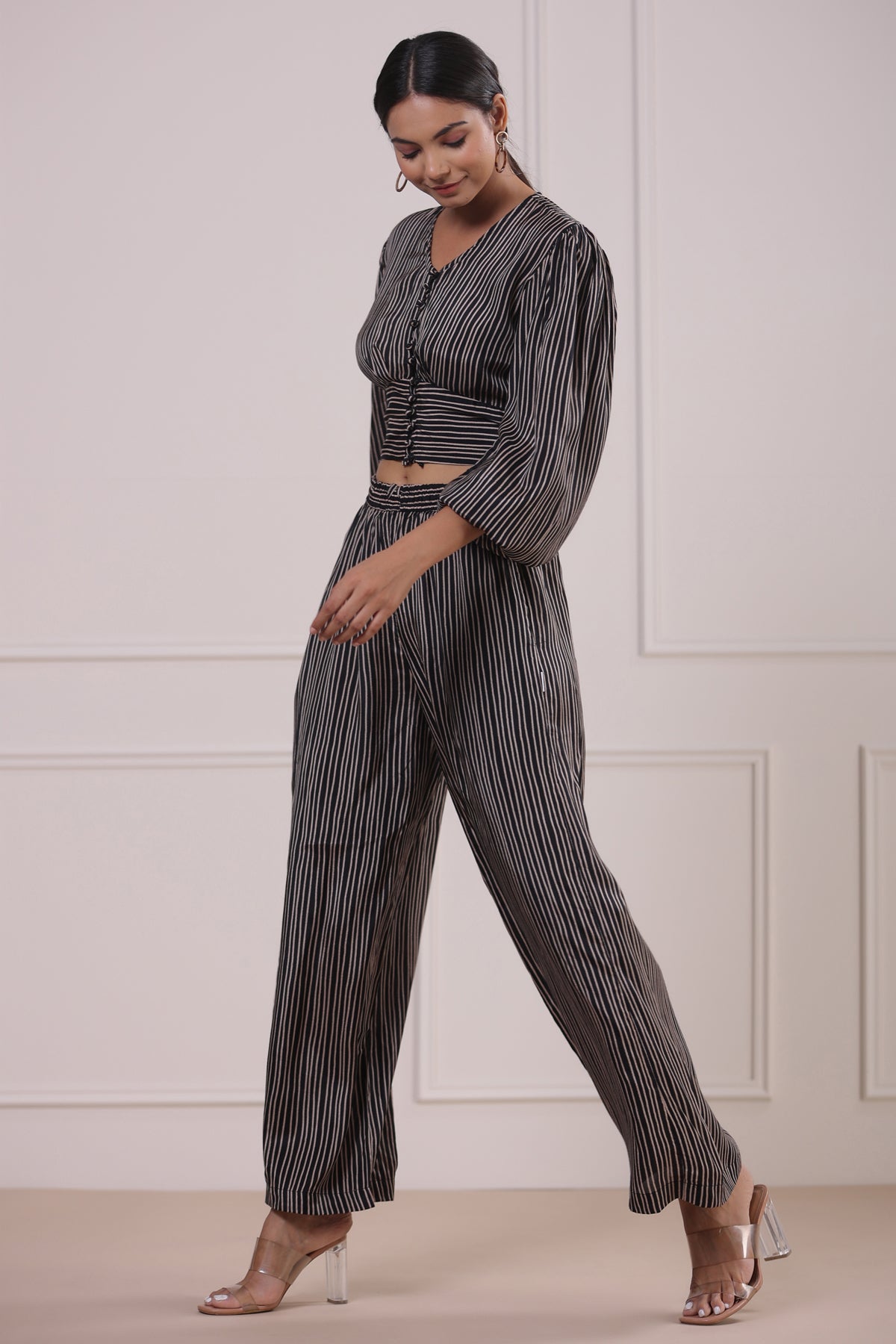 Cosmo stripes on Black Co- ord Set