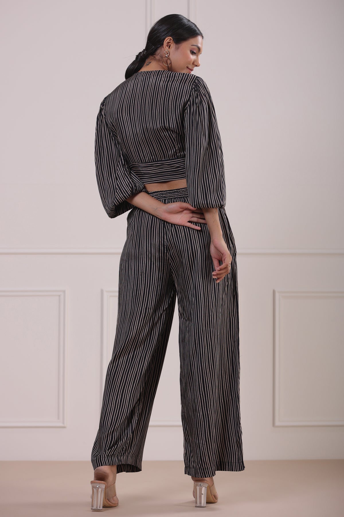 Cosmo stripes on Black Co- ord Set