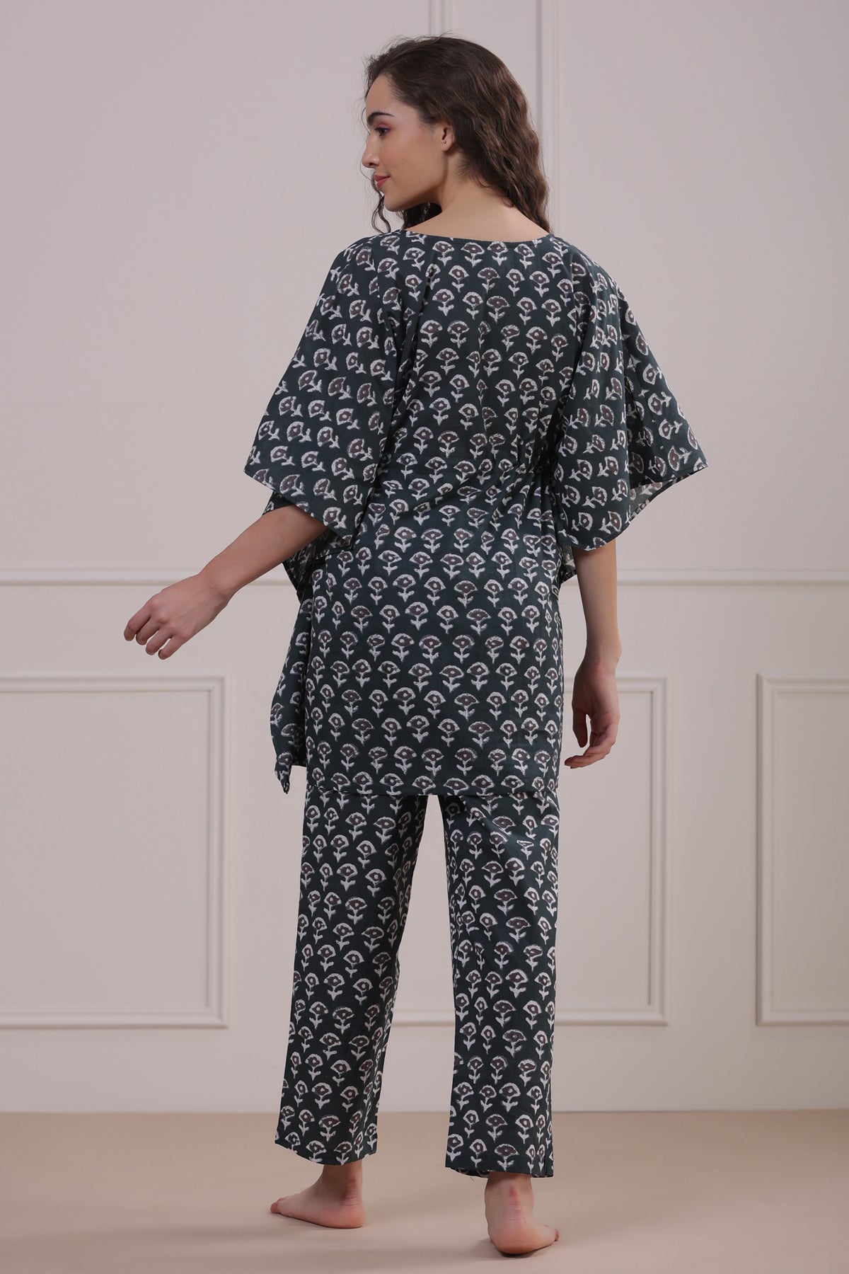 Midnight Green Kaftan Pyjama Set