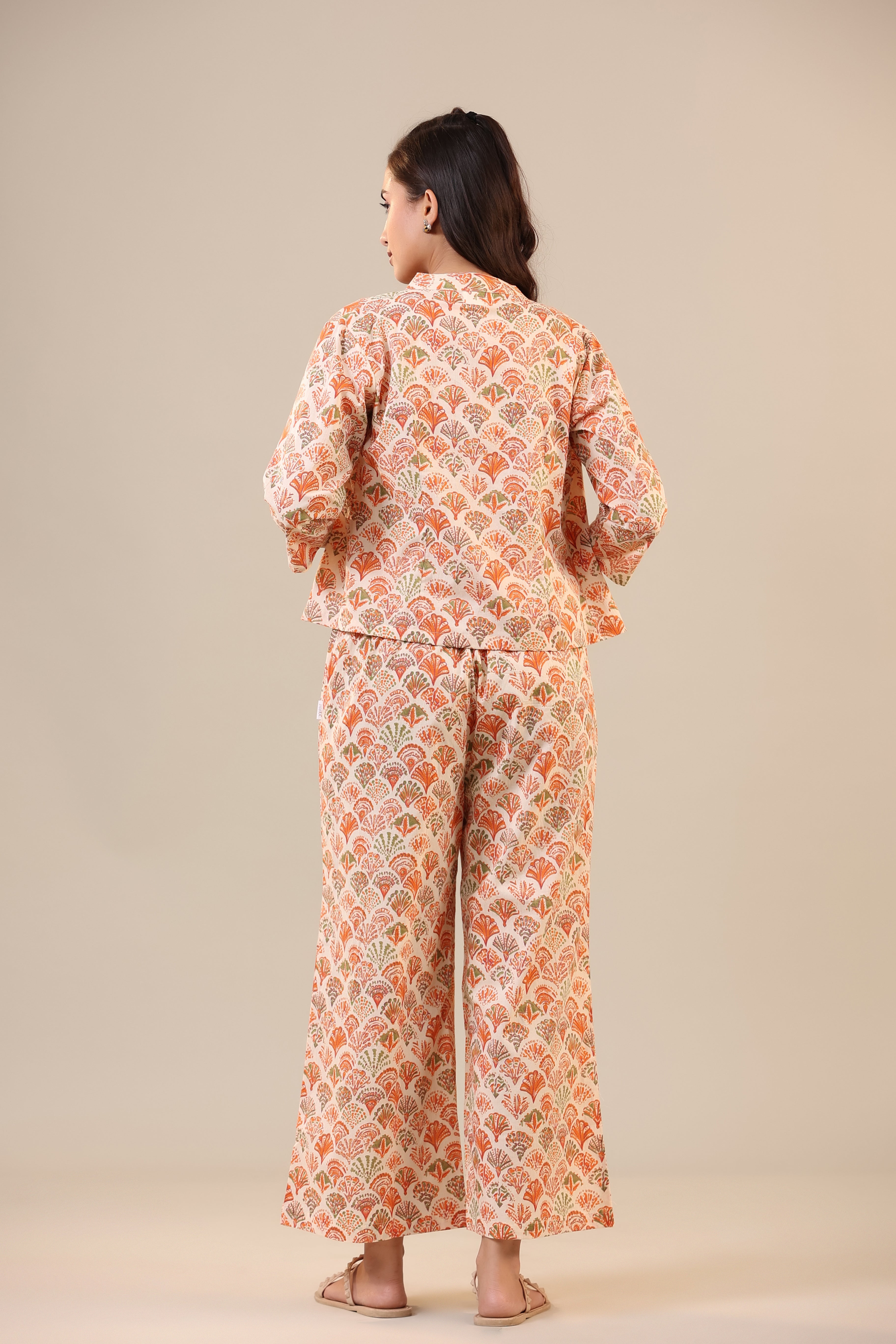 Orange Bird of Paradise Cotton Three Piece Set