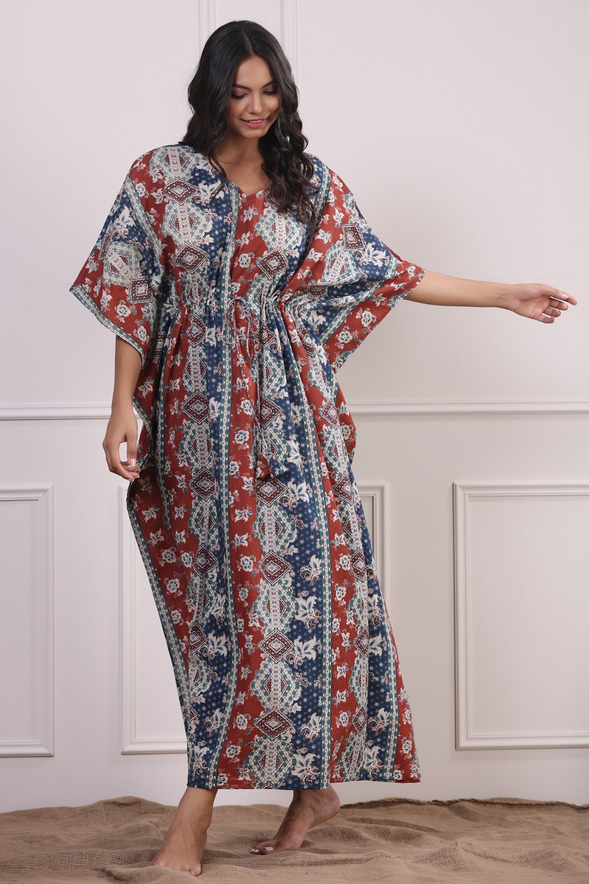 Turkish Delight Maroon and Blue Kaftan