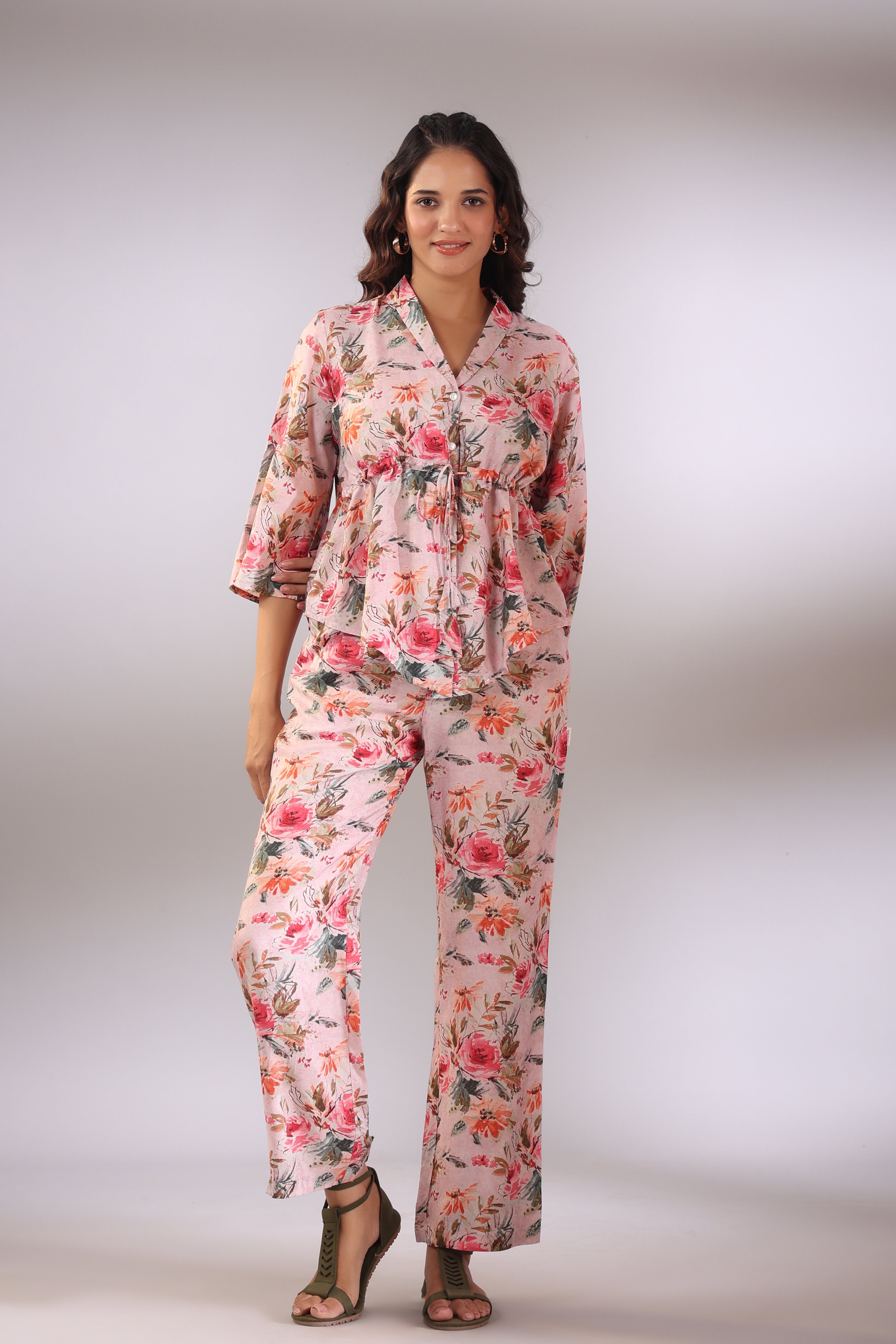 Language of Flowers Pink Silk Co ord Set