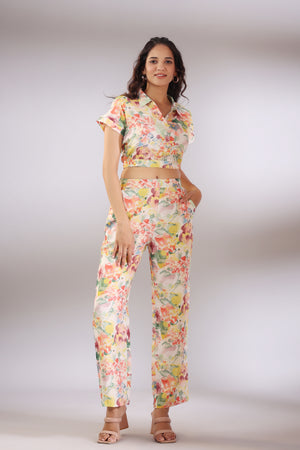Cin Cin Muslin Silk Crop Top and Pants Co-ord Set