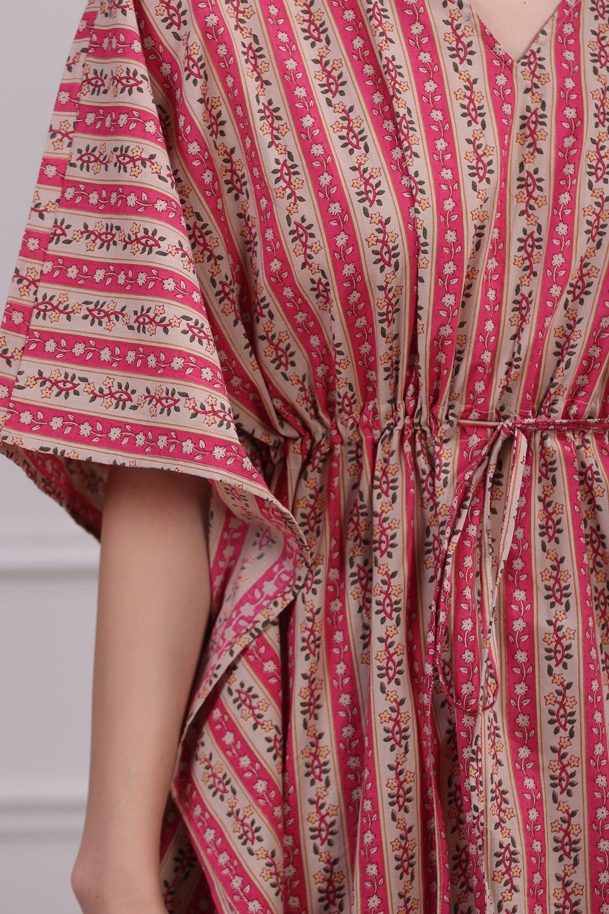 Patterned Twines on Pink Kaftan Pyjama Set